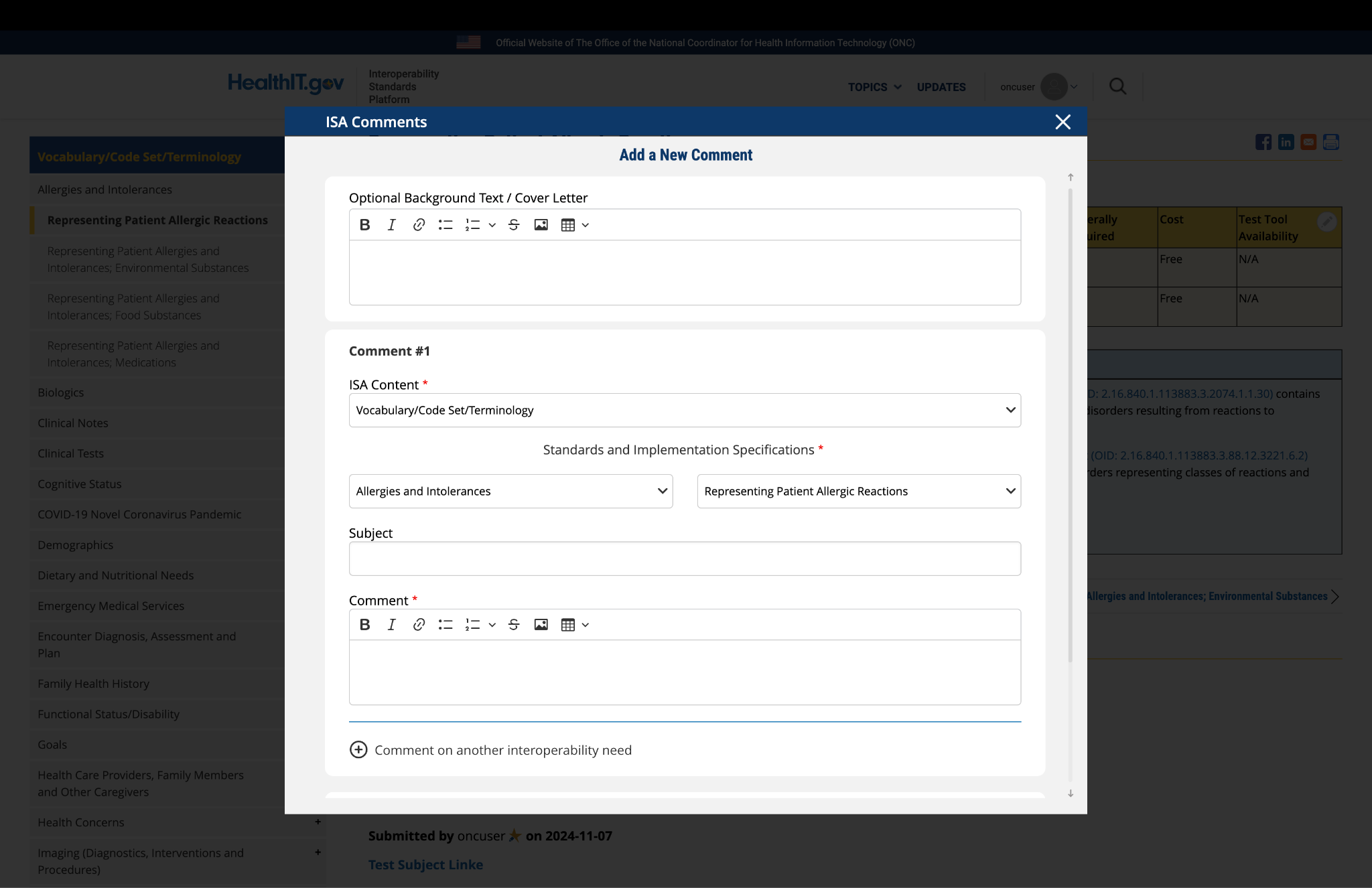 Optional Background Text / Cover Letter