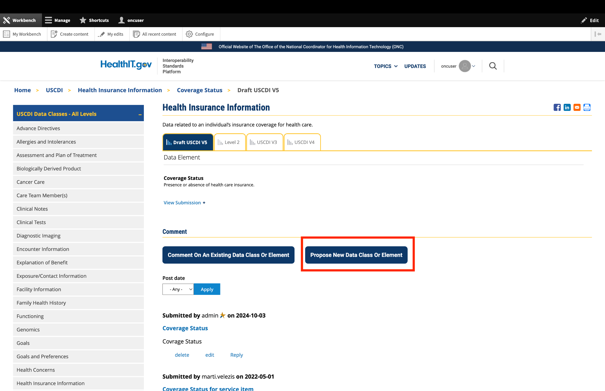 Propose New Data Class or Element